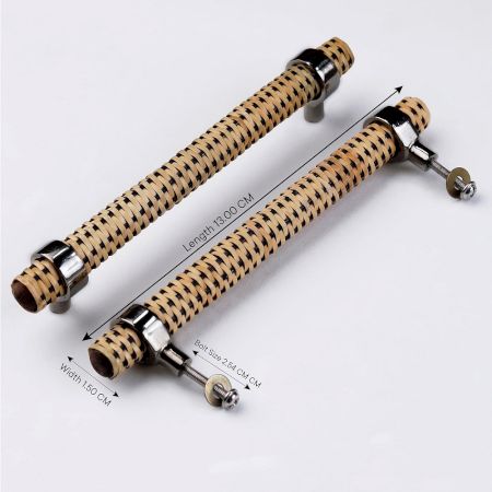 Adjustable Natural Black Round Rattan Drawer Handles (5 Inch)